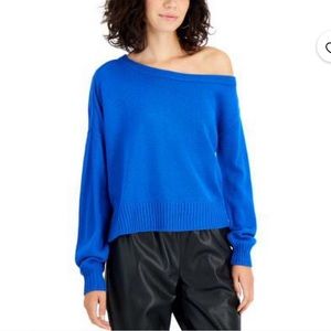 Bar III Off-The-Shoulder Sweater - Blue